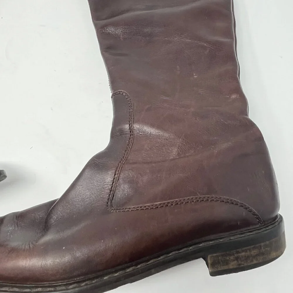 DAVOS Gomma tall riding boots 10 women brown leather equestrian